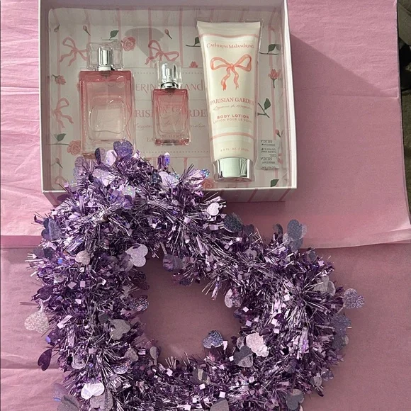 Catherine Malandrino Parisian Garden Moisturizer & Body Oil Set - Pink and White